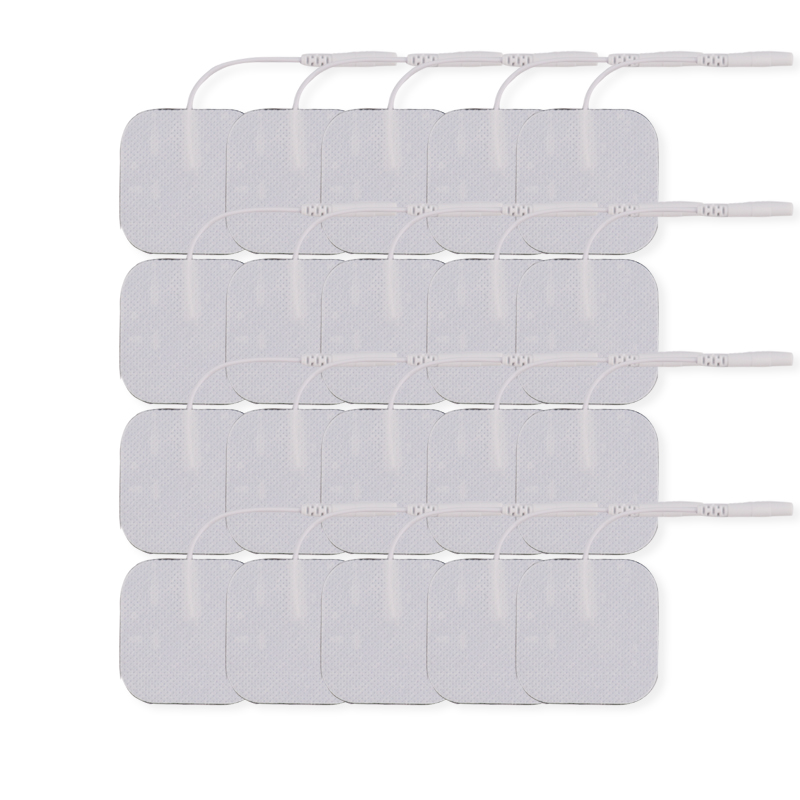 Electric Massagers 100Pcs/lot 5*5cm 2mm Plug Reusable Self Adhesive Tens Electrode Pads For Nerve Muscle Stimulator Digital Physiotherapy Ma