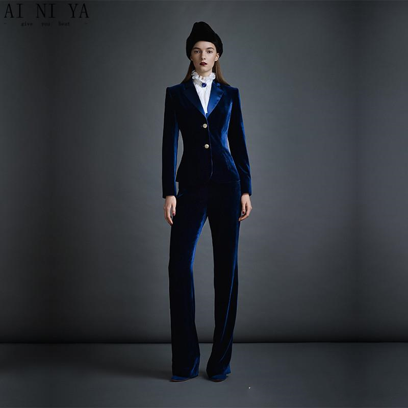 Dark Blue Velvet Women's Business Suits Formal Office Pant Suits Female Work Wear 2 Piece Sets Slim Fit Uniform Designs Blazers, 2 pcs as photo
Dark Blue Velvet Women's Business Suits Formal Office Pant Suits Female Work Wear 2 Piece Sets Slim Fit Uniform Designs Blazers, 2 pcs as photo