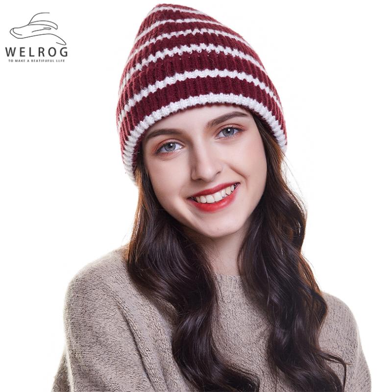WELROG Warm Knitted Skullies Bonnet Winter Cap Striped Beanie Hats New Beanies Bonnet Female Casual Foldable Elegant Head Caps, White
WELROG Warm Knitted Skullies Bonnet Winter Cap Striped Beanie Hats New Beanies Bonnet Female Casual Foldable Elegant Head Caps, White