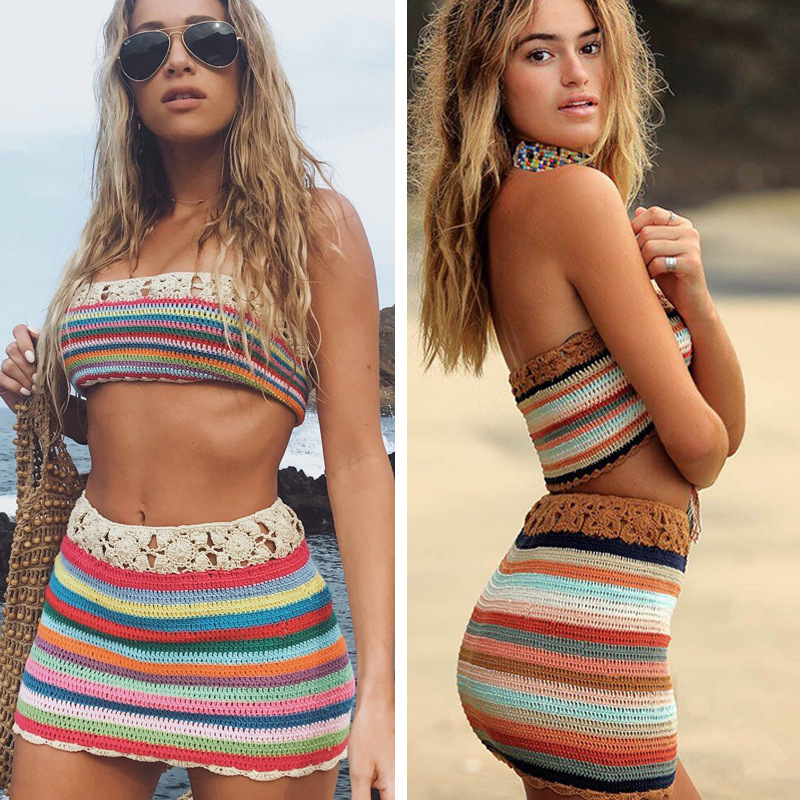 Para Praia 2020 Sexy Off Shouder Crochet Beach Cover Up Stylish Stripe Beach Tunic Women Bikini Beachwear Two-piece skirt, Red
Para Praia 2020 Sexy Off Shouder Crochet Beach Cover Up Stylish Stripe Beach Tunic Women Bikini Beachwear Two-piece skirt, Red