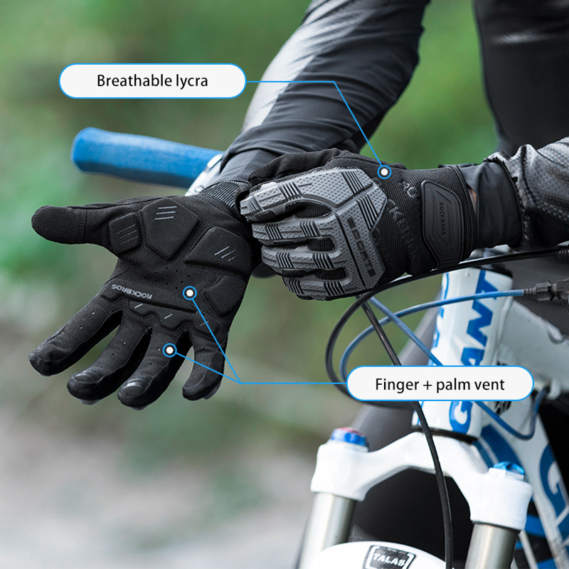ROCKBROS Autumn Windproof Full Finger Gloves Touch Screen Sport Gloves Road MTB Mountain Motorcycle Bicycle Cycling Clothing T200819