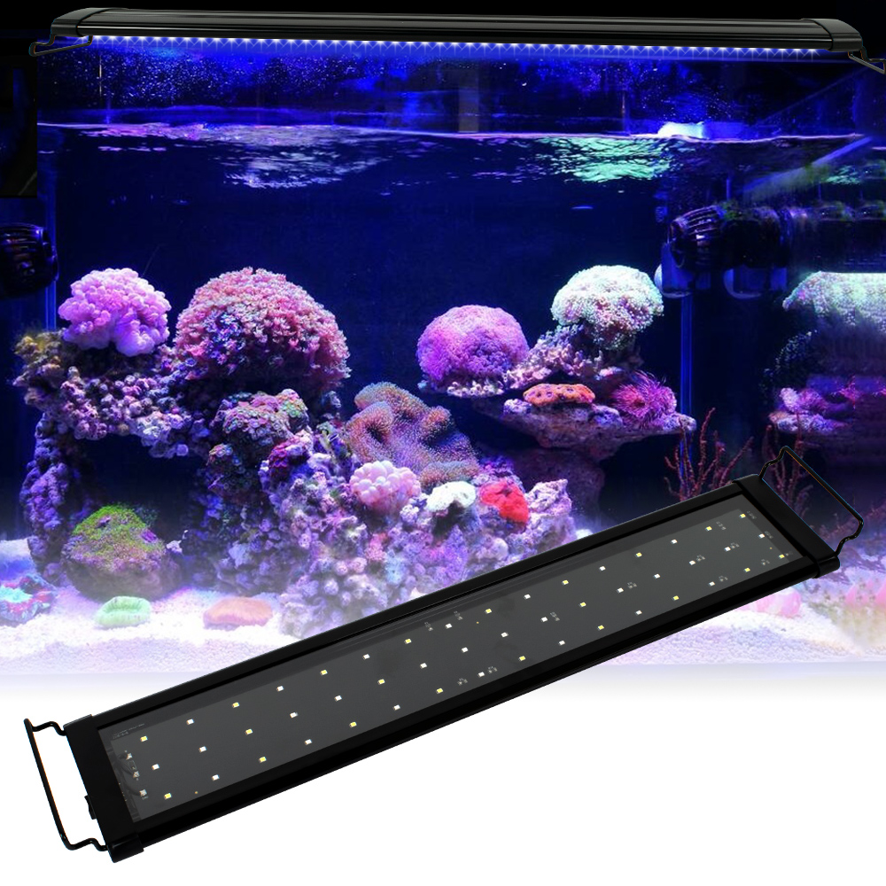15W 48LED Full Spectrum Sea Coral Lamp 23.6inch Black US Standard Aquarium Fishing LED Lighting 24/7 Hour Automated with Controller