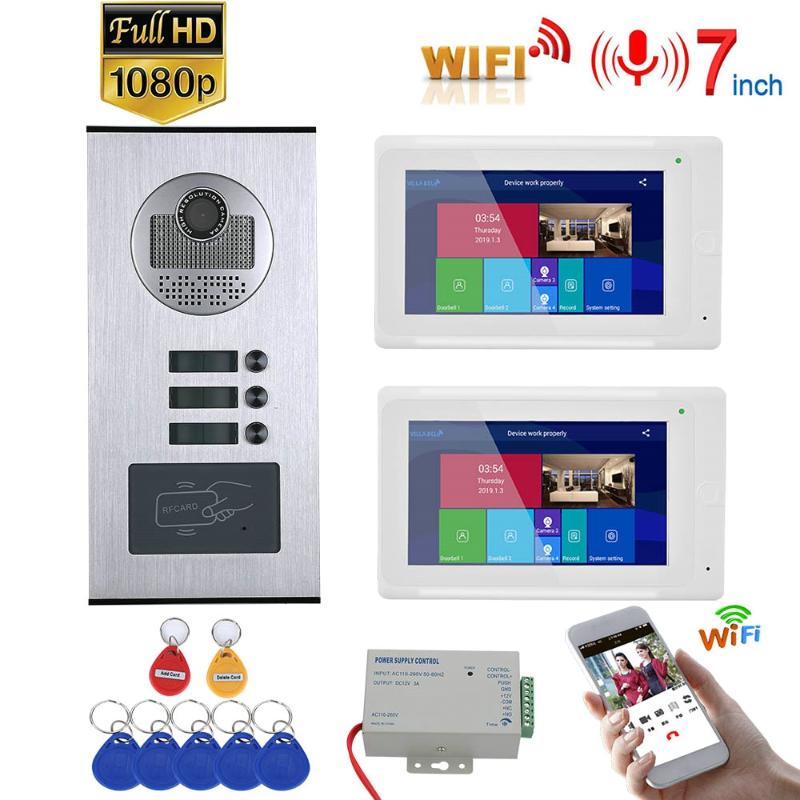 7inch Record Wired Wifi Video Intercom 2/3/6 Apartments with 2 Family RFID Doorphone System IR-CUT HD 1080P Doorbell Camera
7inch Record Wired Wifi Video Intercom 2/3/6 Apartments with 2 Family RFID Doorphone System IR-CUT HD 1080P Doorbell Camera