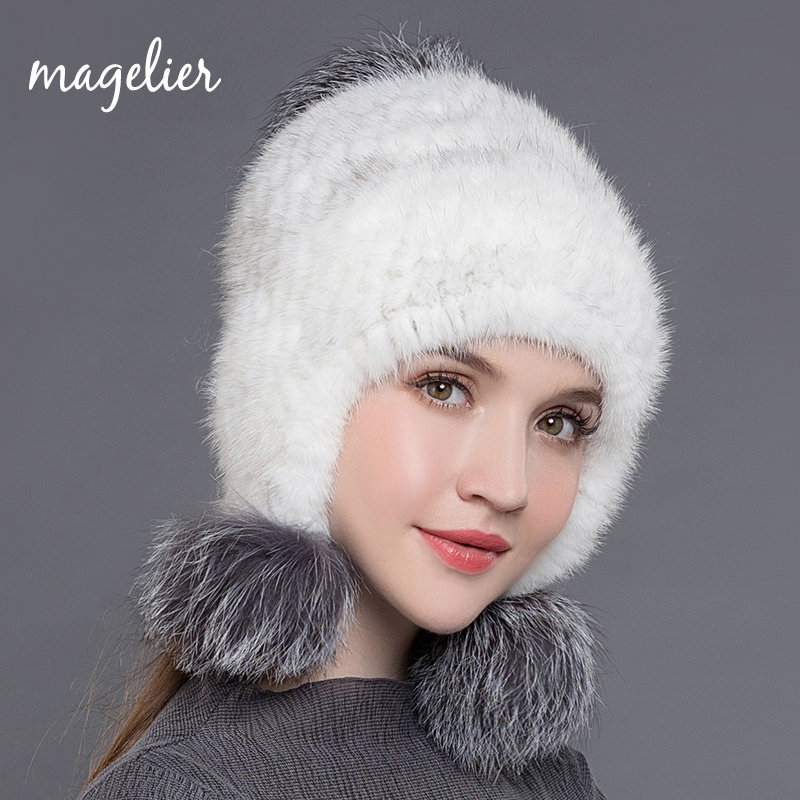 Magelier Women's Real Fur Hats Winter Warm Knitted Natural Beanies Pom Poms with 3 Fur Balls New MZ010, White
Magelier Women's Real Fur Hats Winter Warm Knitted Natural Beanies Pom Poms with 3 Fur Balls New MZ010, White
