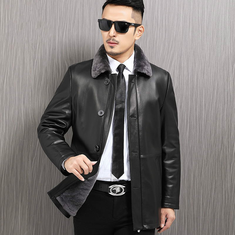 Autumn Winter Genuine Leather Jacket Men Sheepskin Coat Wool Liner Real Fur Coats Chaqueta Cuero Hombre 99-A76025 KJ1382, Black
Autumn Winter Genuine Leather Jacket Men Sheepskin Coat Wool Liner Real Fur Coats Chaqueta Cuero Hombre 99-A76025 KJ1382, Black