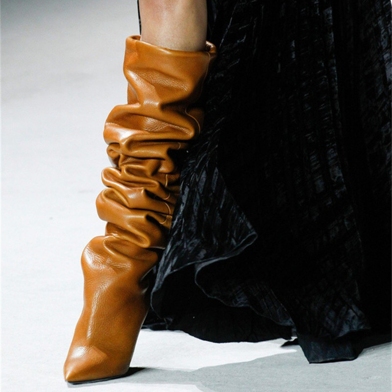 Fashion Pleated Leather Over The Knee Boots Women Pointed Toe Sexy Thigh High Boots Cone High Heels Winter Shoes Woman, Brown
Fashion Pleated Leather Over The Knee Boots Women Pointed Toe Sexy Thigh High Boots Cone High Heels Winter Shoes Woman, Brown