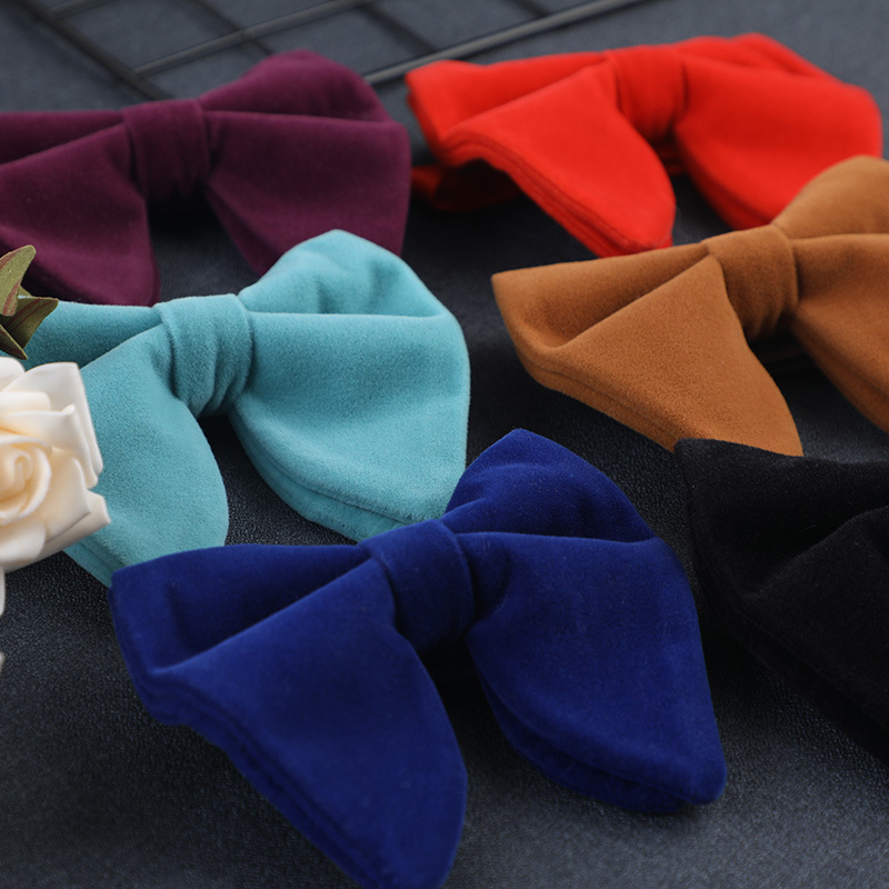 Bow Tie Gold Velvet Bow Tie Men and Women Bow Tie Plush Velvet Large Sharp Angle Trendy cravat