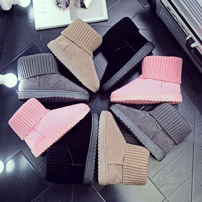 Classic Snow Boots 2024 New Winter Women Fashion knitting Cotton Boots Student Comfortable Non-slip Flat Short Boots Cotton shoes 35-40