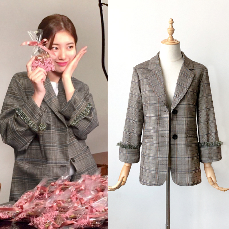 women blazers autumn spring -2XL cotton female suit jackets clothing plaid notched ruched streetwear ladies clothes Y163, Gray
women blazers autumn spring -2XL cotton female suit jackets clothing plaid notched ruched streetwear ladies clothes Y163, Gray