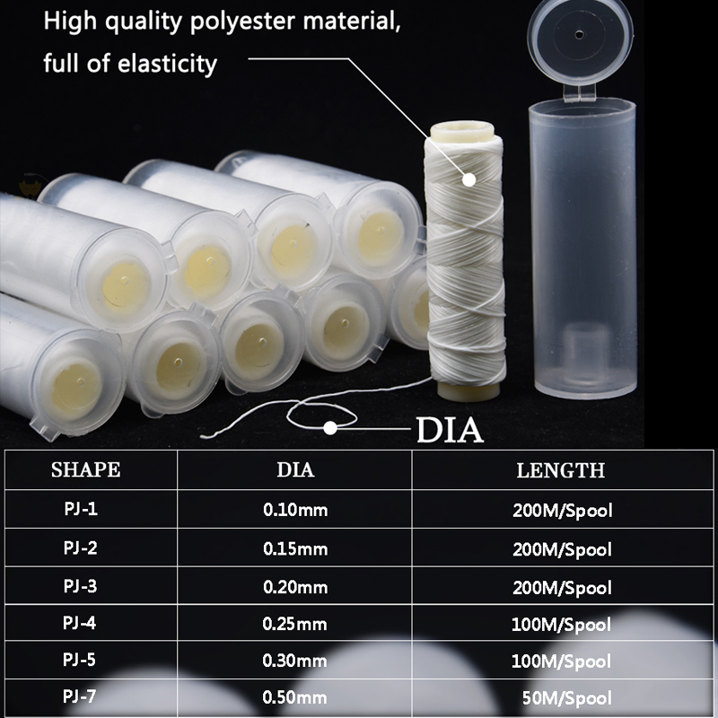 20pcs/lot PJ1/2/3/4/5 High Tensile Polyester Bait Elastic Thread Spool Sea Fishing bait elastic invisible fishing line Bait T200824