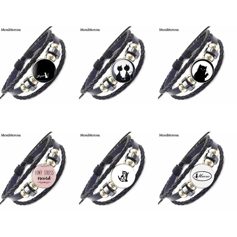 EJ Glaze For Women Party Meow Cat Silhouette Glass Cabochon Round Black Leather Bracelet Bangle Jewelry Gifts
EJ Glaze For Women Party Meow Cat Silhouette Glass Cabochon Round Black Leather Bracelet Bangle Jewelry Gifts