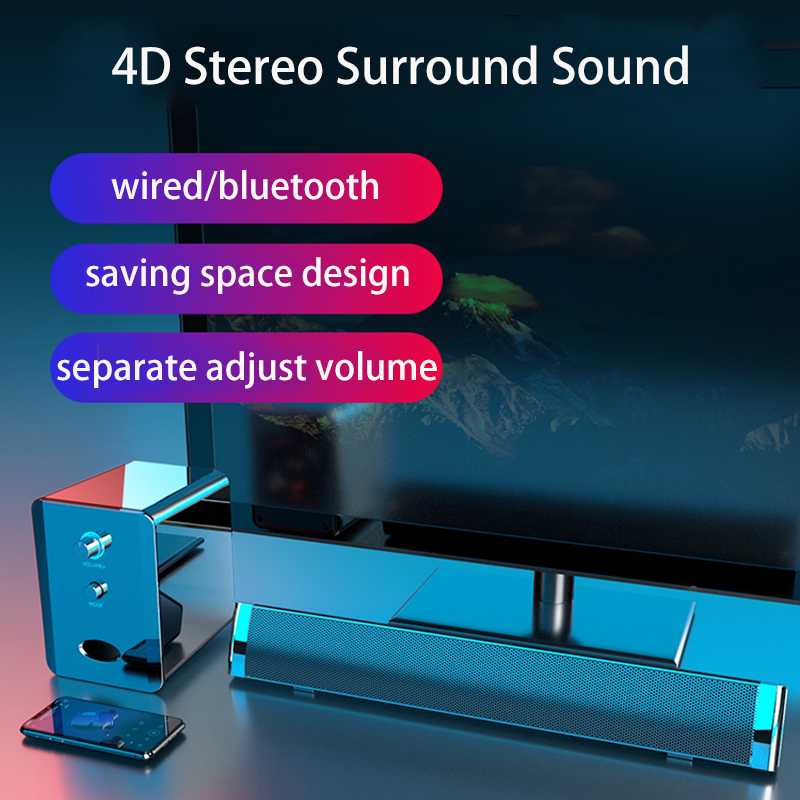 New Soundbar Wired and Wireless Bluetooth 5.0 Speaker for TV, Soundbar With Subwoofer Wireless Bluetooth Sound Bar For TV Laptop
New Soundbar Wired and Wireless Bluetooth 5.0 Speaker for TV, Soundbar With Subwoofer Wireless Bluetooth Sound Bar For TV Laptop