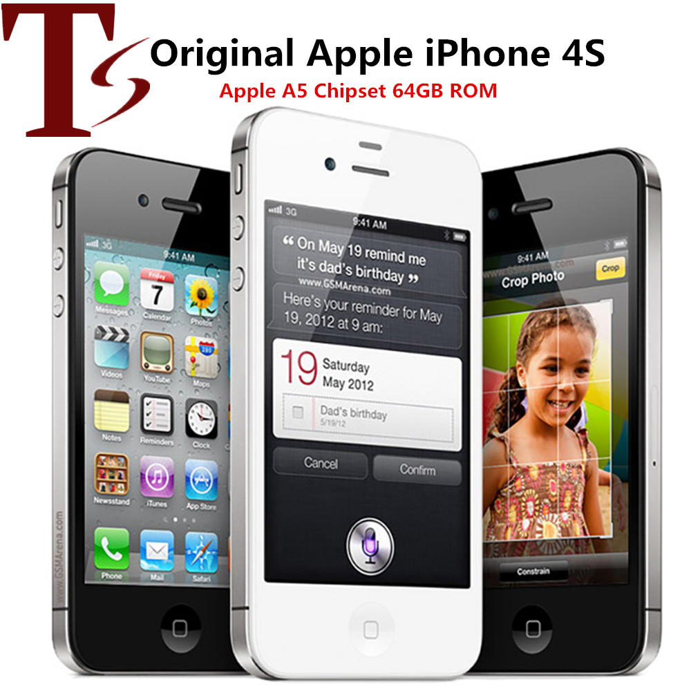 Refurbished 100% Original Apple iPhone 4S Unlocked Cell Phone Dual Core 64GB/32GB/16GB 3.5inch Screen 5.0MP smart phone