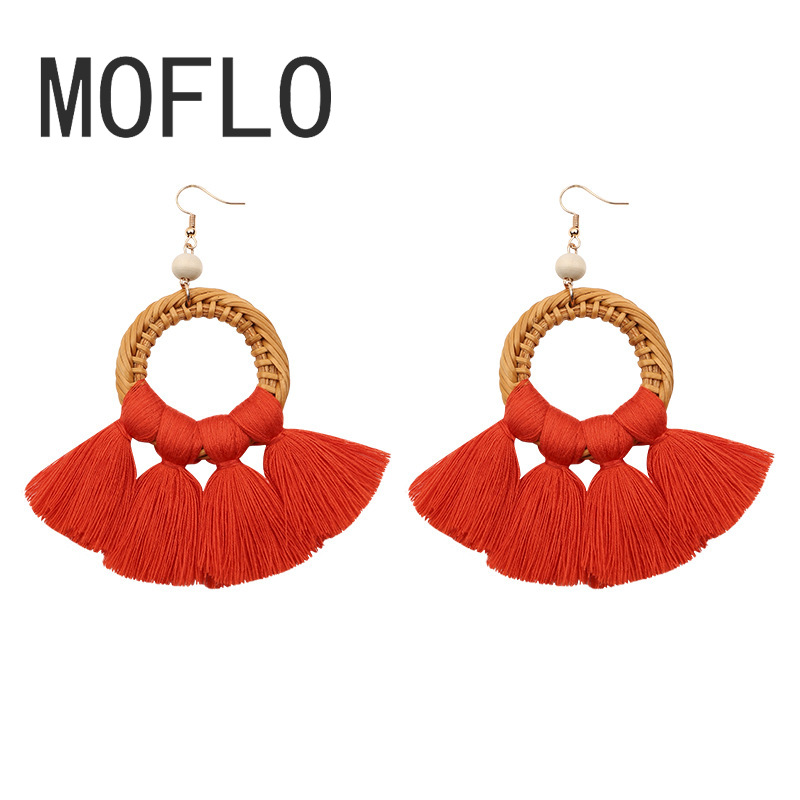MOFLO Ethnic Style Cotton Tassel Earrings Exaggerated Fashion Long Earrings Handmade Rattan Jewelry Hypoallergenic Ear Hooks
MOFLO Ethnic Style Cotton Tassel Earrings Exaggerated Fashion Long Earrings Handmade Rattan Jewelry Hypoallergenic Ear Hooks