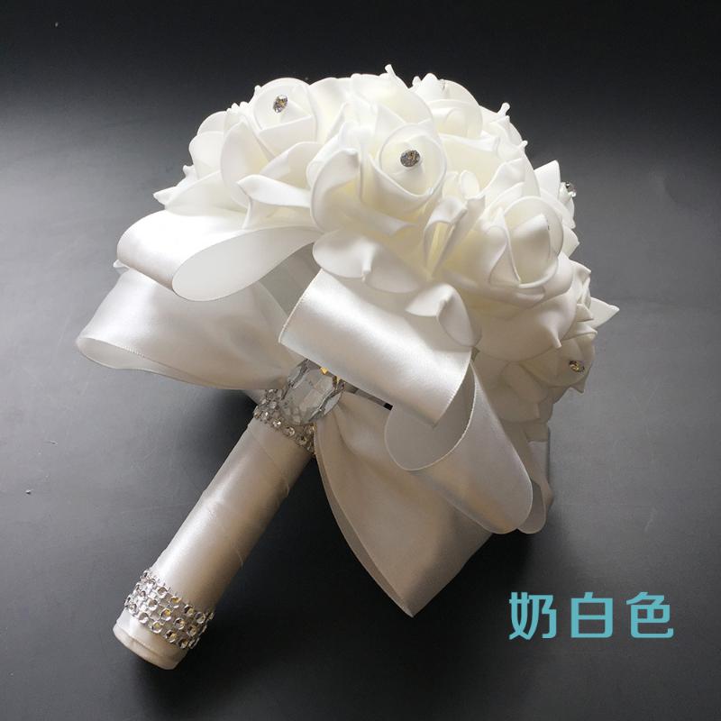 White rose Bride holding bouquet artificial flowers foam bridal bridesmaid bouquet wedding decoration accessories supplies, White ribbon
White rose Bride holding bouquet artificial flowers foam bridal bridesmaid bouquet wedding decoration accessories supplies, White ribbon