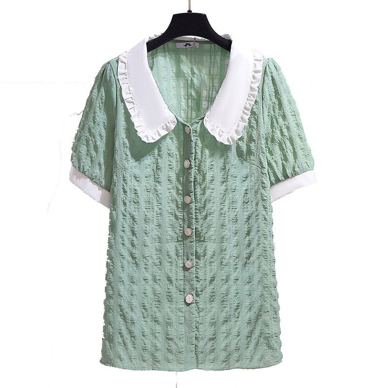 2020 Summer Simple Women's Blouses New Casual Purple Green Doll Collar Short Sleeve Plus Size Blouse for Women 6XL Freeshipping, Green blouse
2020 Summer Simple Women's Blouses New Casual Purple Green Doll Collar Short Sleeve Plus Size Blouse for Women 6XL Freeshipping, Green blouse