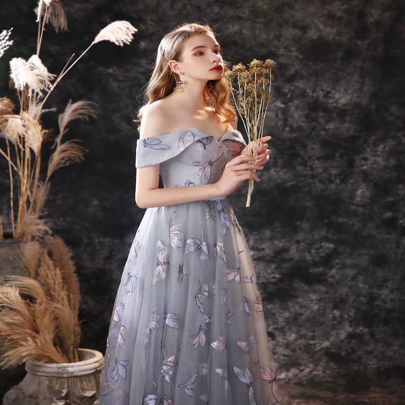 new arrival evening dresses offshoulder sleeveless sequins appliqued lace ruched tulle chic formal prom dress custom made long party gown