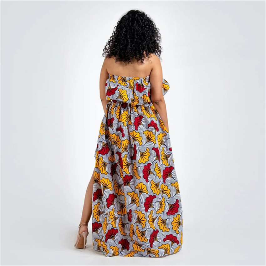 2020 News Ankara Style African Clothes Dashiki Print Top Skirts Fashion Feather Party African Dresses for Women Robe Africaine CX200813