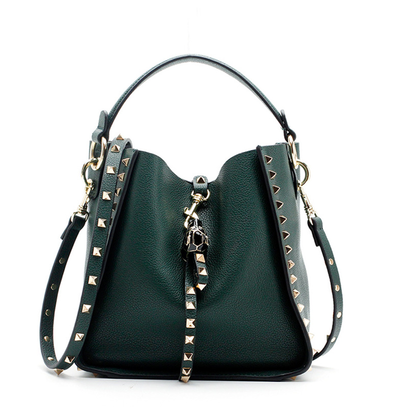 Hot Selling new fashion luxury women designer 2021 Women's Bucket Bag Genuine Leather Ladies Rivet Handbags Female Shoulder Bags Casual Tote, Black
Hot Selling new fashion luxury women designer 2021 Women's Bucket Bag Genuine Leather Ladies Rivet Handbags Female Shoulder Bags Casual Tote, Black