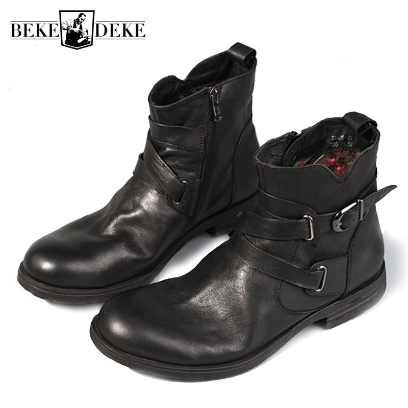 Retro Genuine Leather Boots Men Brand Casual High Top Double Buckle Work Shoes Luxury Handmade Round Toe Zip Dress Boots Black
Retro Genuine Leather Boots Men Brand Casual High Top Double Buckle Work Shoes Luxury Handmade Round Toe Zip Dress Boots Black