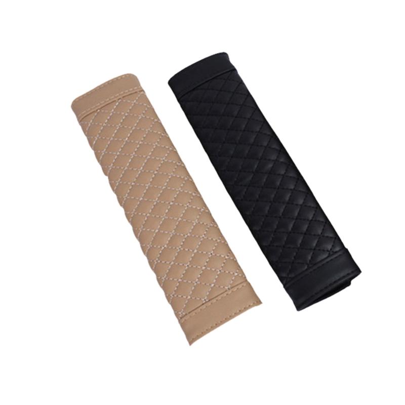 1 Pair Stylish Car Safety Seat Belt Faux Leather Shoulder Strap Pad Cushion Cover Belt Protector for Adults Kids