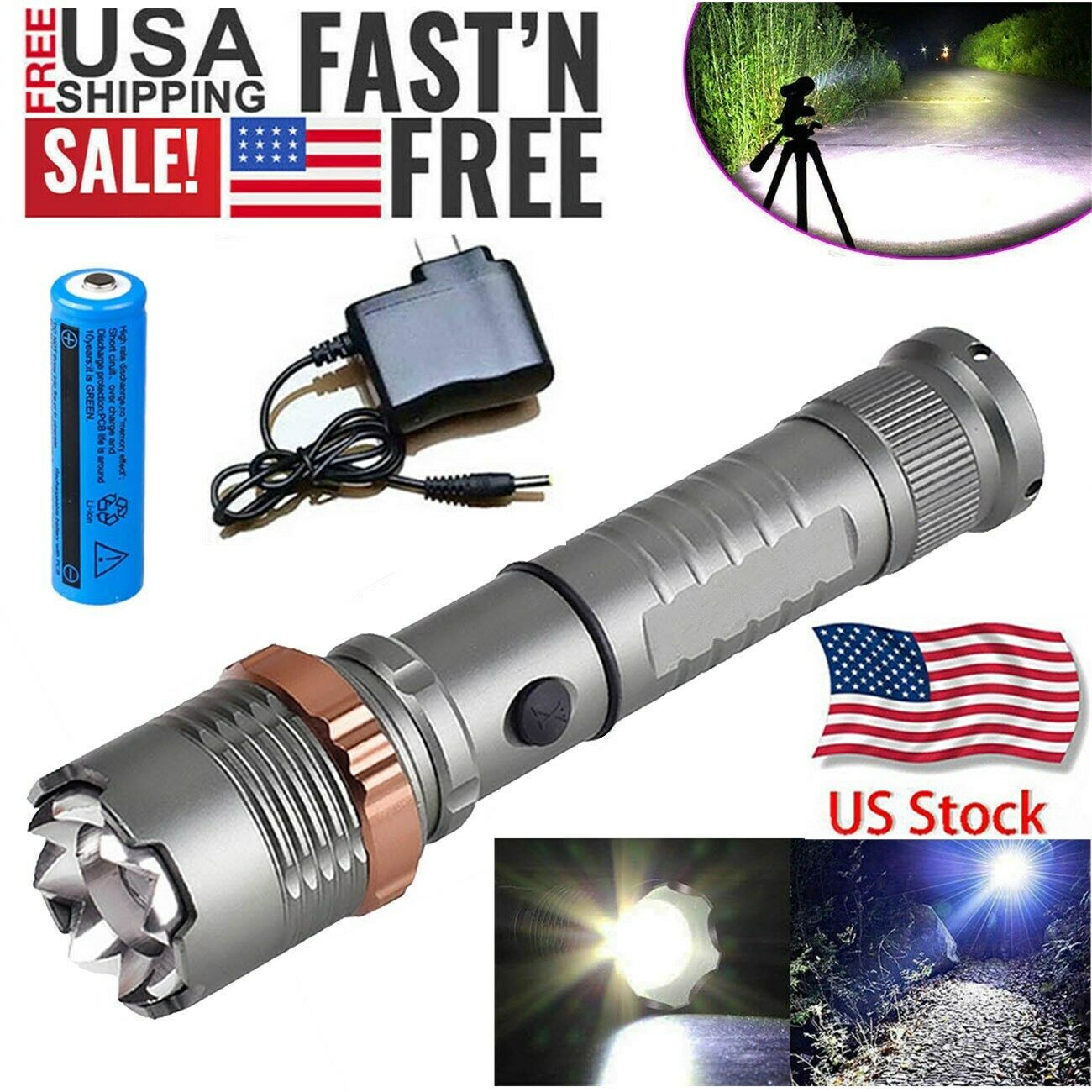 3800LM Upgraded T6 Tactical LED Flashlight Rechargeable Police Waterproof Zoomable Hiking Powerful Torch 18650 Battery + Direct Charger
3800LM Upgraded T6 Tactical LED Flashlight Rechargeable Police Waterproof Zoomable Hiking Powerful Torch 18650 Battery + Direct Charger
