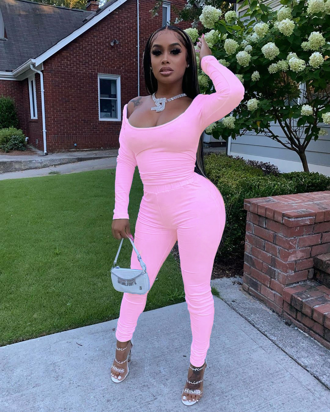 Designer style 2023 Women's Fashion Casual Short Coat Tight Pants Home Two-piece Sports Suit