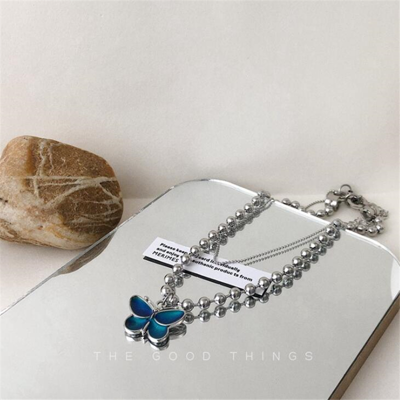 Ladies butterfly pendant necklace jewelry manufacturer stainless steel necklace color temperature sensitive
Ladies butterfly pendant necklace jewelry manufacturer stainless steel necklace color temperature sensitive