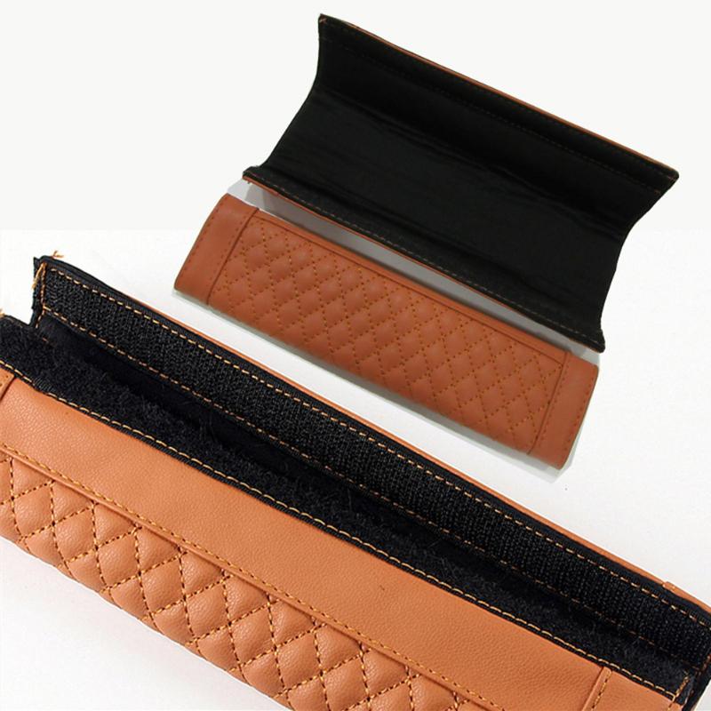 1 Pair Stylish Car Safety Seat Belt Faux Leather Shoulder Strap Pad Cushion Cover Belt Protector for Adults Kids