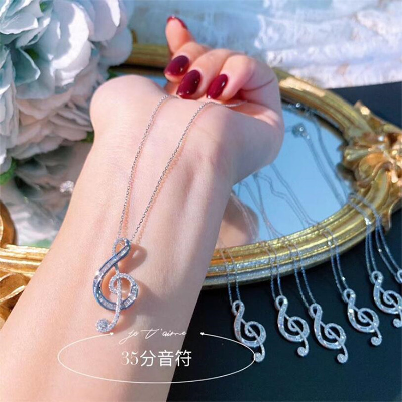 Sterg Sier Full White Topaz CZ Dia Love Note Pendant Necklace for Women