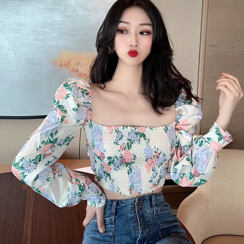 Sexy Crop Blouse 2020 New Hollow Out Backless Front And Back Two Wear Top Fashion Slim Puff Sleeves Ladies Floral Shirt, Beige
Sexy Crop Blouse 2020 New Hollow Out Backless Front And Back Two Wear Top Fashion Slim Puff Sleeves Ladies Floral Shirt, Beige