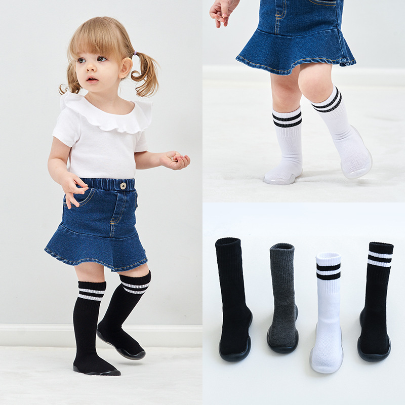 High tube children soft rubber soles toddler shoes baby girl cotton floor socks, Blackstripe
High tube children soft rubber soles toddler shoes baby girl cotton floor socks, Blackstripe
