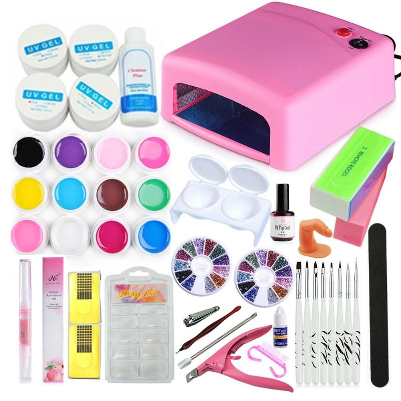 Nail kit false gel 12 color set UV lamp manicure 36 wr Solon Using