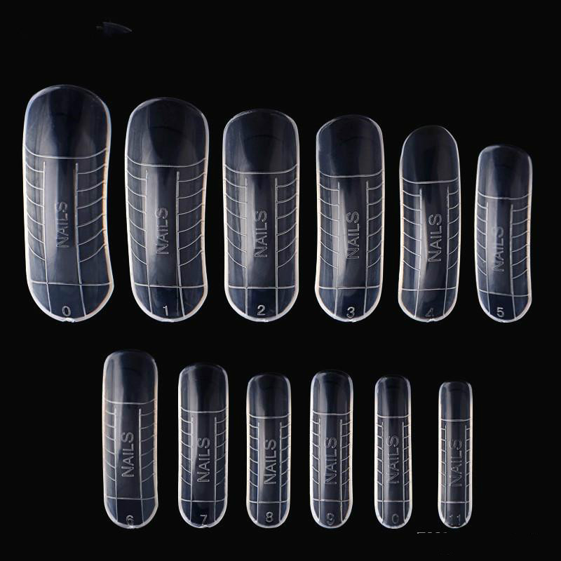 240pcs/set False Nail Tips Clear Cover Acrylic Nail Mold Nail Art Tools False Nails With Scale Tool Crystal Extension Unas Falsas Kunstliche Nagel