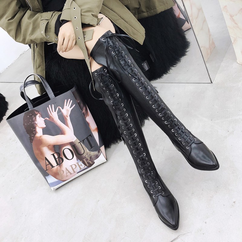 SWYIVY Over The Knee Boots Women 2020 Winter Bandage Lace Genuine Leather Shoes Black Pointe Toe Riding Boots Women Plus Size 42
SWYIVY Over The Knee Boots Women 2020 Winter Bandage Lace Genuine Leather Shoes Black Pointe Toe Riding Boots Women Plus Size 42