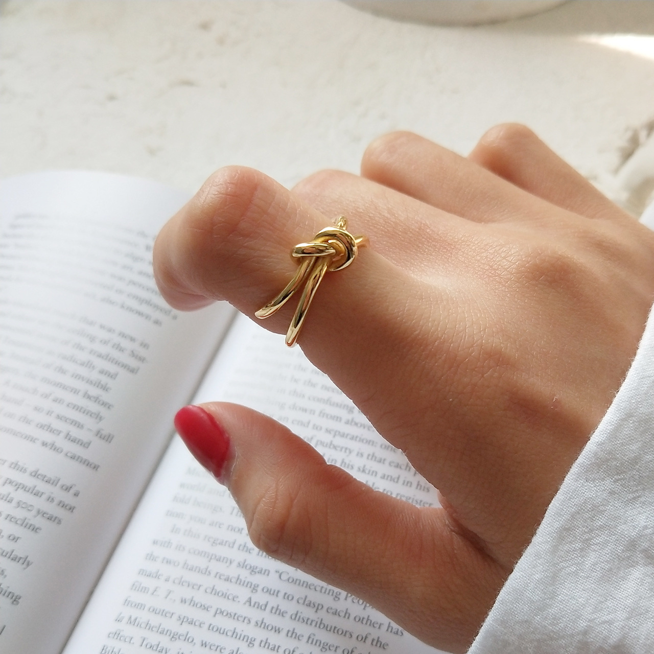 New design 925 sterling silver minimalism jewelry original silver knot hand-made designer women's adjustable rings Japanese South korea