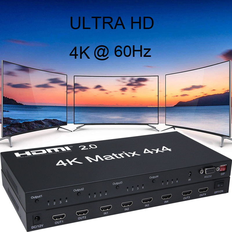 4X4 2.0 Matrix 4K 60Hz 1080p Switcher Splitter 4 Input 4 Out Converter RS232 EDID Switch for PS4 XBox PC Output to TV HDTV
4X4 2.0 Matrix 4K 60Hz 1080p Switcher Splitter 4 Input 4 Out Converter RS232 EDID Switch for PS4 XBox PC Output to TV HDTV