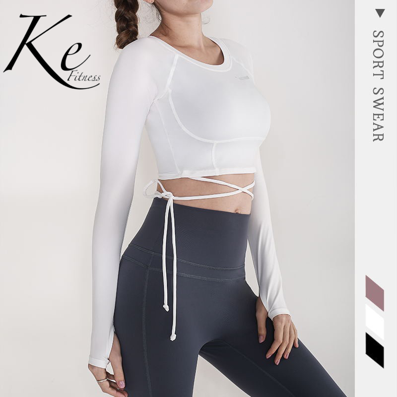 Ke sexy waistless sports top women long-sleeved fitness net celebrity running training quick-drying yoga wear fitness T-shirt, Blanco
Ke sexy waistless sports top women long-sleeved fitness net celebrity running training quick-drying yoga wear fitness T-shirt, Blanco