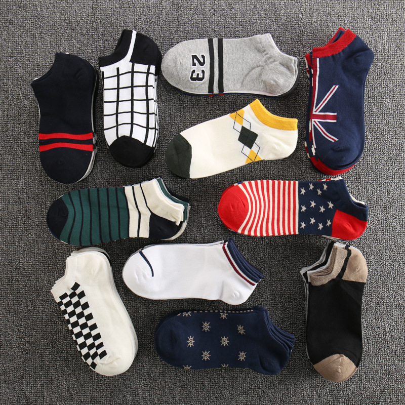Multi-style Men's Cotton Low-cut Short Tube Socks, Liangtiaogang