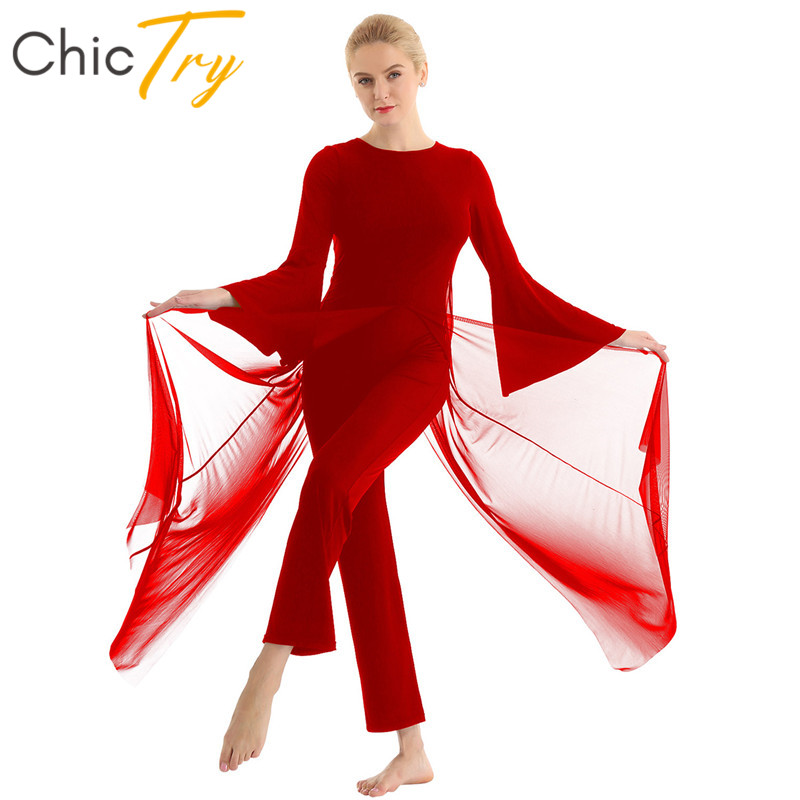 ChicTry Women Dancewear Long Flare Sleeves Ballet Leotard Jumpsuit Mesh Dress Performance Contemporary Lyrical Dance Costumes, Black
ChicTry Women Dancewear Long Flare Sleeves Ballet Leotard Jumpsuit Mesh Dress Performance Contemporary Lyrical Dance Costumes, Black