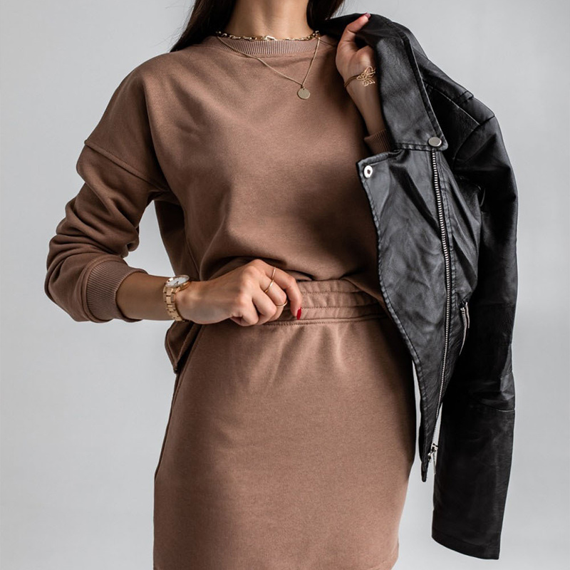 Lady Two Pieces Set Solid Casual Streetwear Long Sleeve Sweatshirt Mini Skirt Women Sets Autumn Female Elastic Slim Fashion Suit, Coffee
Lady Two Pieces Set Solid Casual Streetwear Long Sleeve Sweatshirt Mini Skirt Women Sets Autumn Female Elastic Slim Fashion Suit, Coffee