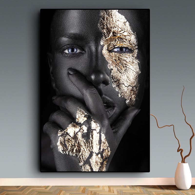 Black Gold African Woman Oil Paintings on Canvas Nude Wall Art Posters and Prints Scandinavian Cuadros for Living Room Decor 
Black Gold African Woman Oil Paintings on Canvas Nude Wall Art Posters and Prints Scandinavian Cuadros for Living Room Decor