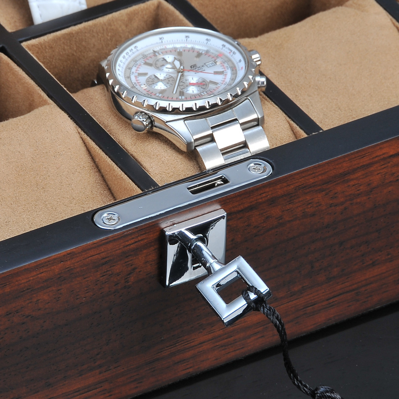 Watch Boxes & Cases 12 Slots Wooden Organizer Luxury Watches Holder Case Wood Jewelry Gift Case Storage Box With Lock