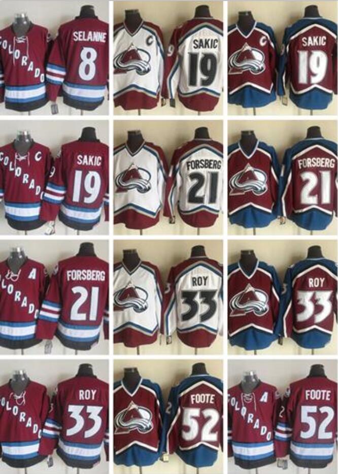 Vintage 33 Patrick Roy Colorado Avalanche 19 Joe Sakic 21 Peter Forsberg 52 Adam Foote 8 Selanne hockey Jersey, Black;red
Vintage 33 Patrick Roy Colorado Avalanche 19 Joe Sakic 21 Peter Forsberg 52 Adam Foote 8 Selanne hockey Jersey, Black;red