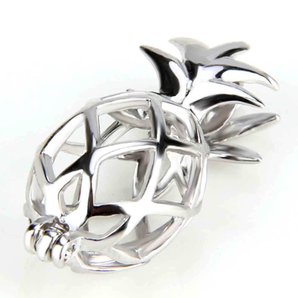 3pcs 925 Silver Pendant for Women Jewelry Charms Popular Fruit Hollowed Pineapple Cage Pendant Pearl Locket Y200903