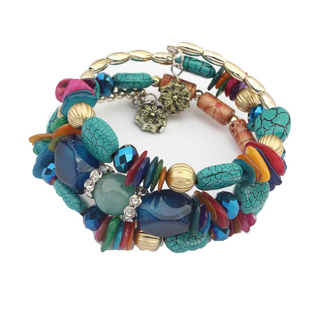 QIMOSHI Bohemian Mix Bead Multi Layer Versatile Statement Bracelets Bangles Sparkly Crystal Charm Jewelry for women men Girl boy