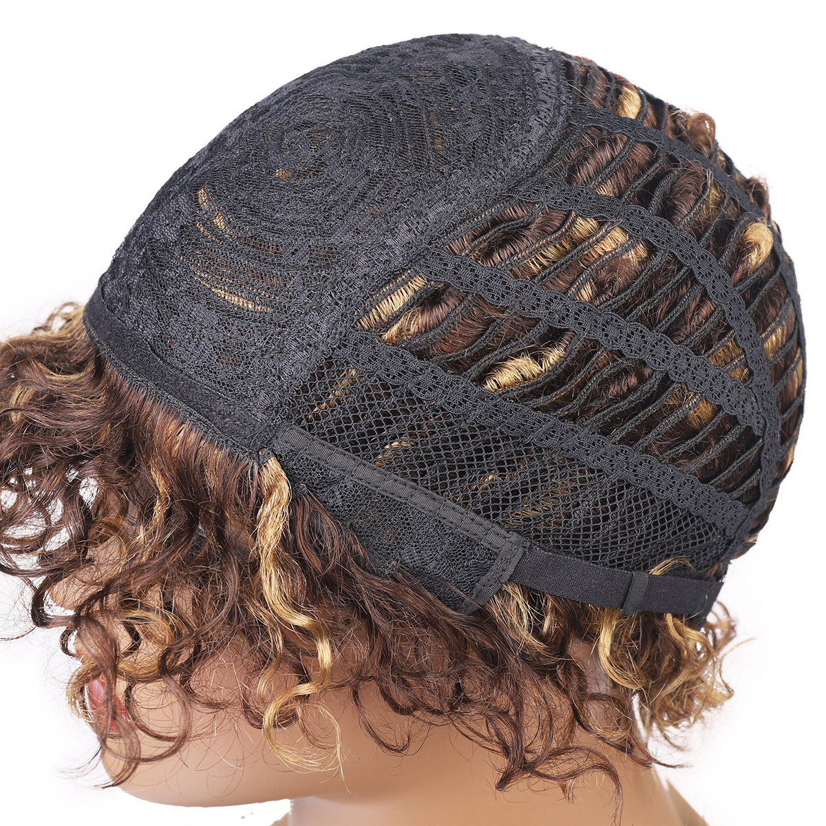 Ishow Short Wigs Brazilian Virgin Hair 4/27 Big Curl Ombre Color Curly Human Hair Wigs with Bangs Colored Curly Bangs 8inch