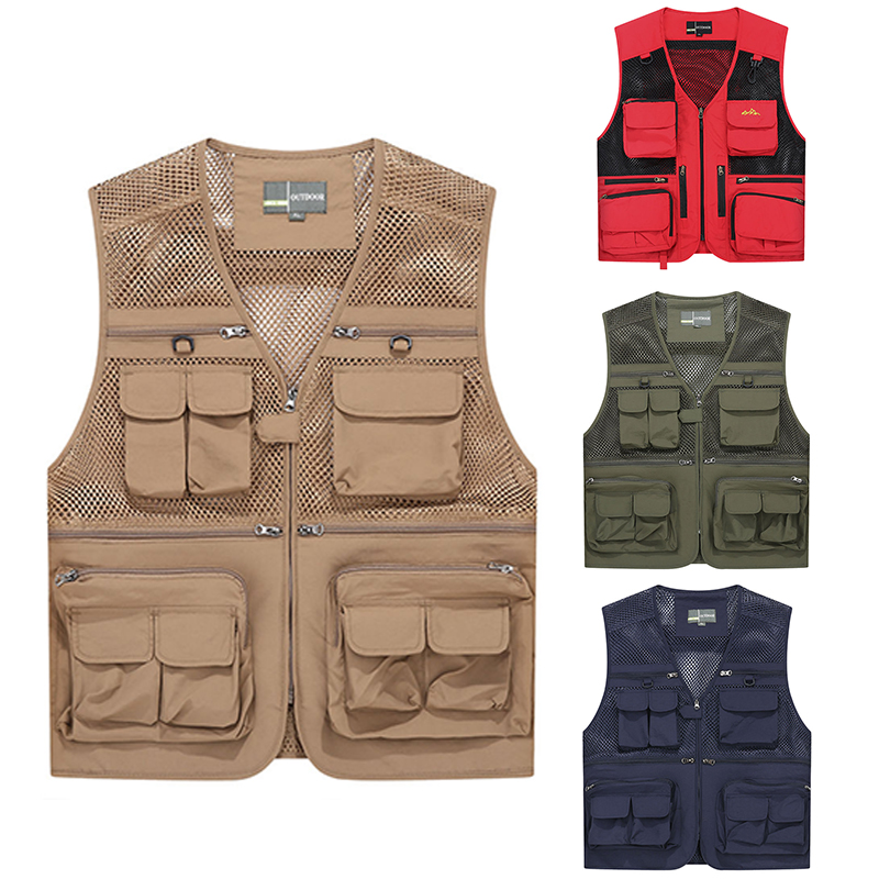 Men's Summer Mesh Vest Coat Photographer Waistcoat Work Sleeveless Jacket Many Pockets Vest Male Tops 2020 Men outdoor clothing, Red
Men's Summer Mesh Vest Coat Photographer Waistcoat Work Sleeveless Jacket Many Pockets Vest Male Tops 2020 Men outdoor clothing, Red