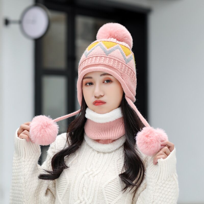 New Winter Women's Fashion sweet Knitted Hat Scarf 2Pcs Set Warm Wool Lining Beanies Hats With 3 Balls Crochet Pompom Ear Cap, Pink
New Winter Women's Fashion sweet Knitted Hat Scarf 2Pcs Set Warm Wool Lining Beanies Hats With 3 Balls Crochet Pompom Ear Cap, Pink