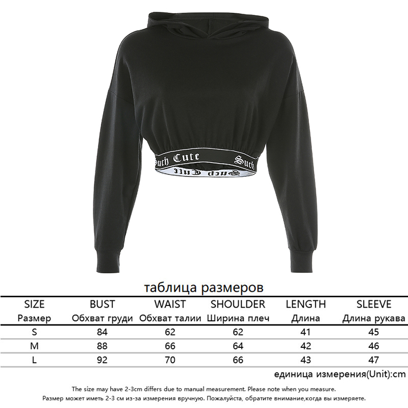 Waatfaak Hoody Streetwear Sweatshirt Women Black Harajuku Hoodies Women Letter Print Casual Autumn Crop Sweat Femme Hip Hop Top CX200808